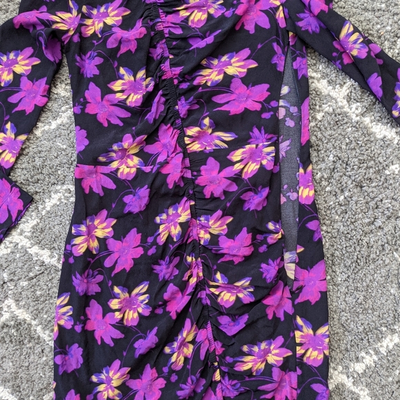 MAJE Rosamar ruched floral mini sz:1 - Picture 9 of 11